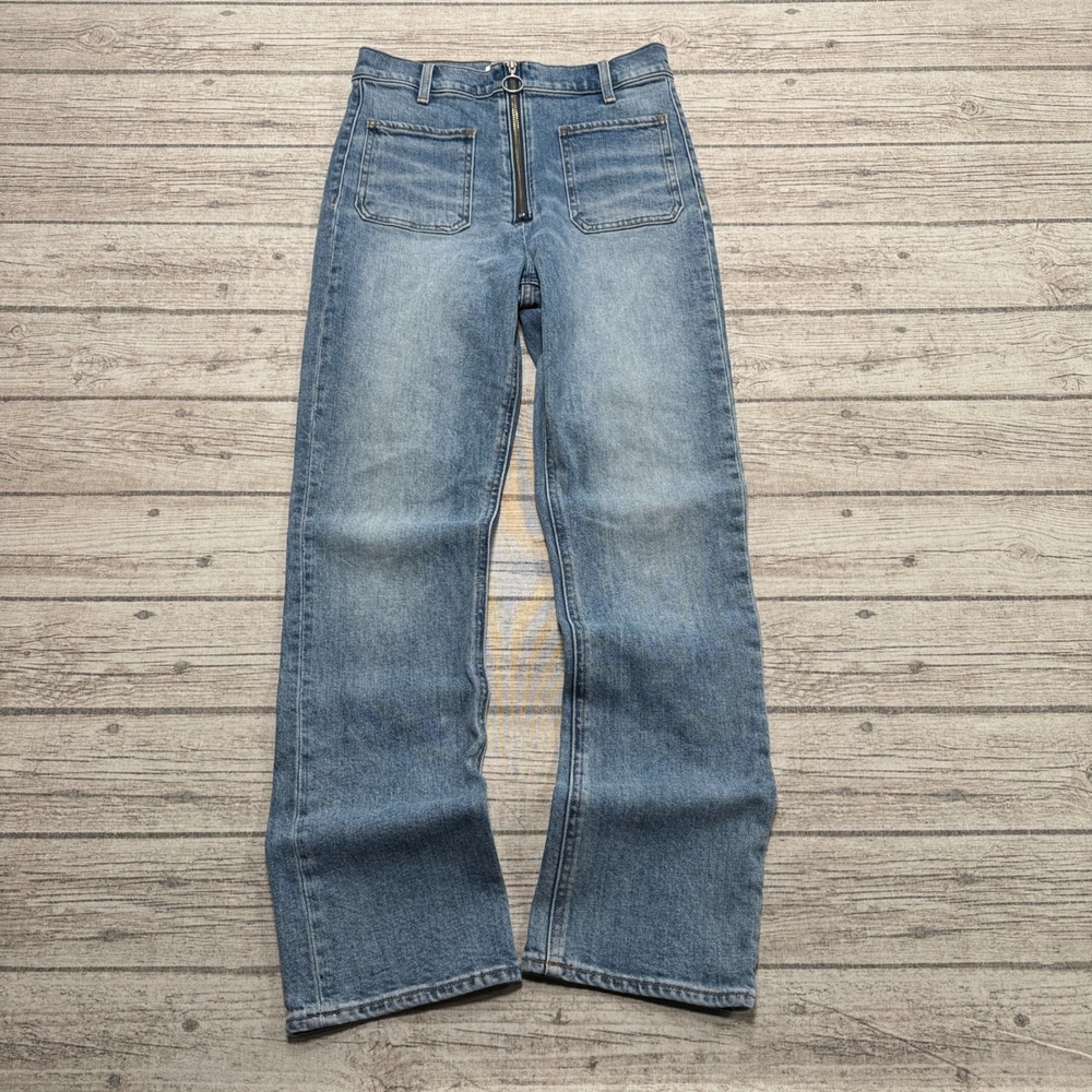 Denim Forum Jeans Women's 27 Blue Just Peachy Straight High Rise Slim Fit Cotton